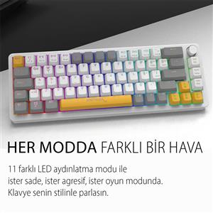 INCA IKG-457 EMPOUSA HOT SWAP RED SWITCH RGB KABLOLU MAKRO MEKANIK GAMING KLAVYE-BEYAZ