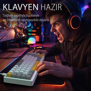 INCA IKG-457 EMPOUSA HOT SWAP RED SWITCH RGB KABLOLU MAKRO MEKANIK GAMING KLAVYE-BEYAZ