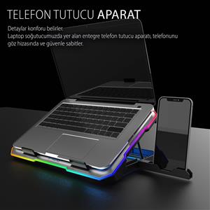 Inca INC-618GMS Empousa 9"-17" RGB Led 6x60 mm 2400RPM 2xUSB Gamıng Notebook Cooler