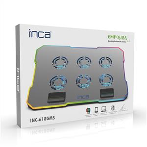 Inca INC-618GMS Empousa 9"-17" RGB Led 6x60 mm 2400RPM 2xUSB Gamıng Notebook Cooler