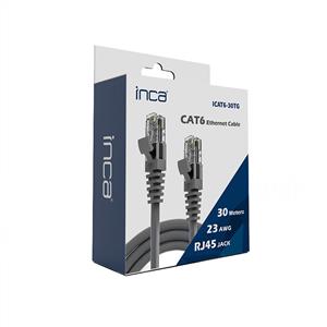 Inca ICAT6-30TG Cat6 Network Kablo 30 Metre-Gri