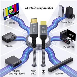 Inca IHM-05  8K 2.1b Ultra Sertifikalı HDMI® 2.1b Kablo 5M