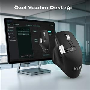 INCA IWM-513RX PAW3311 7D CUSTOM SOFTWARE 12800DPI TRİ MOD SILENT KABLOSUZ MOUSE-SİYAH