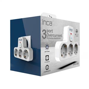 Inca IPW-49B 3 Port Akım Korumalı Led Tuşlu Duvar Priz  - Beyaz