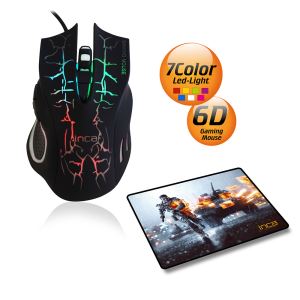INCA IMG-369 6D +4800 DPI+7 COLOR LED  LASER MAKROLU MOUSE+ MOUSEPAD