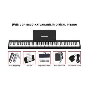 JWIN JDP-8830 88 TUŞLU KATLANABİLİR ŞARJLI BLUETOOTH PİYANO - SİYAH