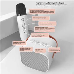 JWIN BK-320 TAŞINABİLİR MİKROFONLU SD KART BLUETOOTH SPEAKER - BEYAZ