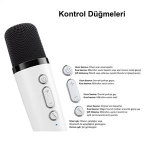 JWIN BK-320 TAŞINABİLİR MİKROFONLU SD KART BLUETOOTH SPEAKER - BEYAZ