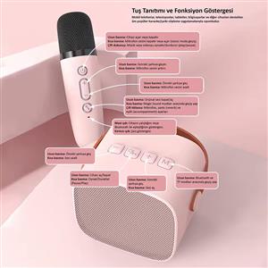 JWIN BK-320 TAŞINABİLİR MİKROFONLU SD KART BLUETOOTH SPEAKER - PEMBE