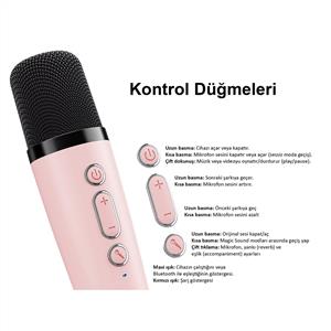 JWIN BK-320 TAŞINABİLİR MİKROFONLU SD KART BLUETOOTH SPEAKER - PEMBE