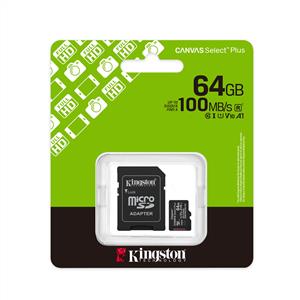 Kingston Canvas Select Plus 64 GB Class 10 Adaptörlü Hafıza Kartı (100MB/S)