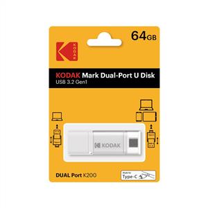 KODAK K200W 64GB 3.2 Gen1 Type-C & USB Bellek