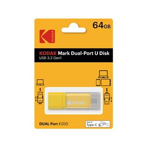 KODAK K200Y 64GB 3.2 Gen1 Type-C & USB Bellek