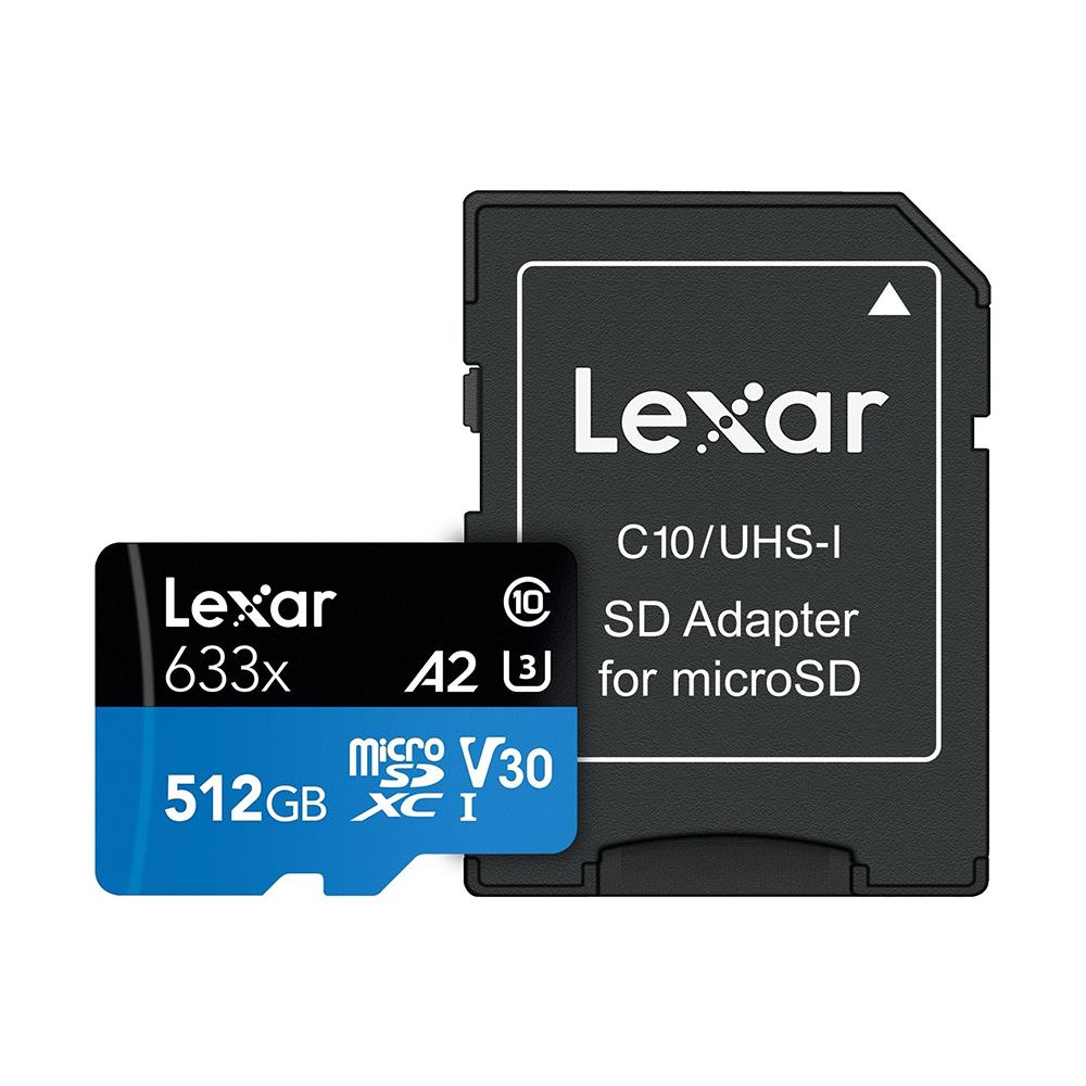 LEXAR 633X Scheda Di Memoria Flash 512 GB MicroSDXC – Classe 10 UHS-I – Per Smartphone, Tablet, Fotocamere