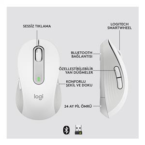 LOGITECH SIGNATURE M650 KÜÇÜK VE ORTA BOY (SAĞ EL İÇİN) SİLENT KABLOSUZ MOUSE-BEYAZ