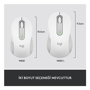 LOGITECH SIGNATURE M650 KÜÇÜK VE ORTA BOY (SAĞ EL İÇİN) SİLENT KABLOSUZ MOUSE-BEYAZ