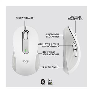 LOGITECH SIGNATURE M650 BÜYÜK BOY (SAĞ EL İÇİN) SİLENT KABLOSUZ MOUSE-BEYAZ