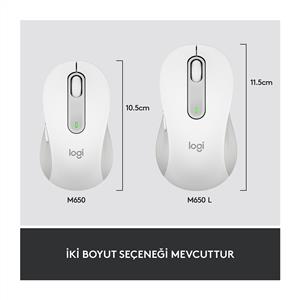 LOGITECH SIGNATURE M650 BÜYÜK BOY (SAĞ EL İÇİN) SİLENT KABLOSUZ MOUSE-BEYAZ