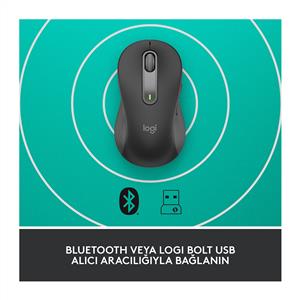 LOGITECH SIGNATURE M650 BÜYÜK BOY (SOL EL İÇİN) SİLENT KABLOSUZ MOUSE-SİYAH