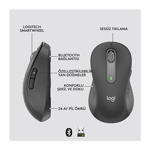 LOGITECH SIGNATURE M650 BÜYÜK BOY (SOL EL İÇİN) SİLENT KABLOSUZ MOUSE-SİYAH
