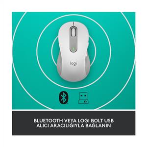 LOGITECH SIGNATURE M650 BÜYÜK BOY (SOL EL İÇİN) SİLENT KABLOSUZ MOUSE-BEYAZ