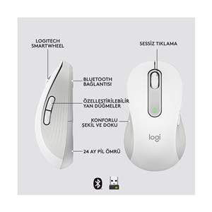 LOGITECH SIGNATURE M650 BÜYÜK BOY (SOL EL İÇİN) SİLENT KABLOSUZ MOUSE-BEYAZ