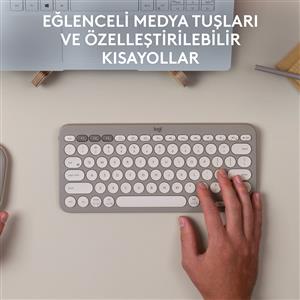 Logitech K380 Kompakt Kablosuz Bluetooth Türkçe Q Klavye - Bej
