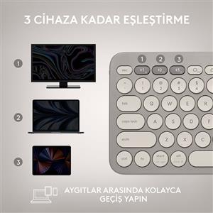 Logitech K380 Kompakt Kablosuz Bluetooth Türkçe Q Klavye - Bej