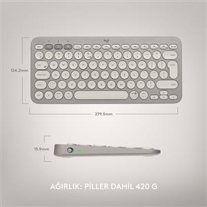 Logitech K380 Kompakt Kablosuz Bluetooth Türkçe Q Klavye - Bej