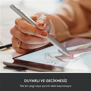 Logitech Crayon USB-C iPad Uyumlu Dijital Kalem - Açık Gri