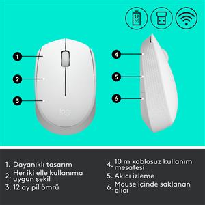 LOGITECH M171 KABLOSUZ MOUSE-BEYAZ