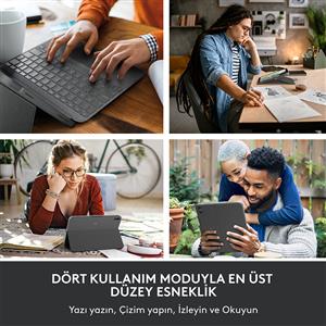Logitech Combo Touch iPad Air 10.9 Çok Yönlü Klavyeli Kılıf - Gri
