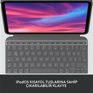 Logitech Combo Touch iPad Air 10.9 Çok Yönlü Klavyeli Kılıf - Gri