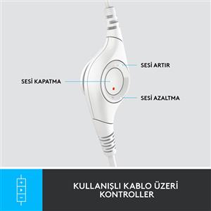 Logitech H390 USB Gürültü Önleyici Mikrofonlu Kulaklık - Beyaz