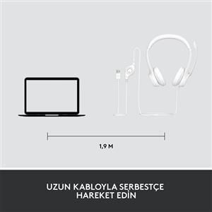Logitech H390 USB Gürültü Önleyici Mikrofonlu Kulaklık - Beyaz