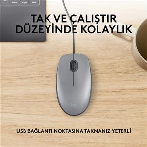 LOGITECH M110 SILENT KABLOLU MOUSE-GRİ