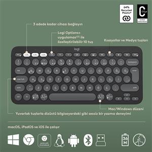 LOGITECH PEBBLE 2 MULTI-DEVICE BLUETOOTH KLAVYE MOUSE SET-GRAFIT