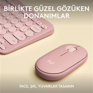 LOGITECH PEBBLE 2 MULTI-DEVICE BLUETOOTH KLAVYE MOUSE SET-PUDRA PEMBE
