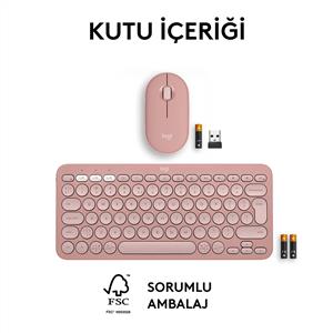 LOGITECH PEBBLE 2 MULTI-DEVICE BLUETOOTH KLAVYE MOUSE SET-PUDRA PEMBE