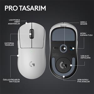 LOGITECH G PRO X SUPERLIGHT 2 LIGHTSPEED KABLOSUZ GAMING MOUSE-BEYAZ