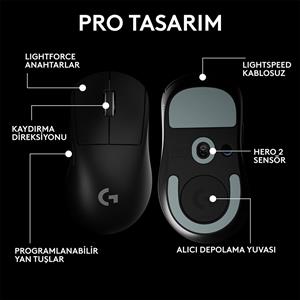 LOGITECH G PRO X SUPERLIGHT 2 DEX KABLOSUZ OYUNCU MOUSE - SİYAH