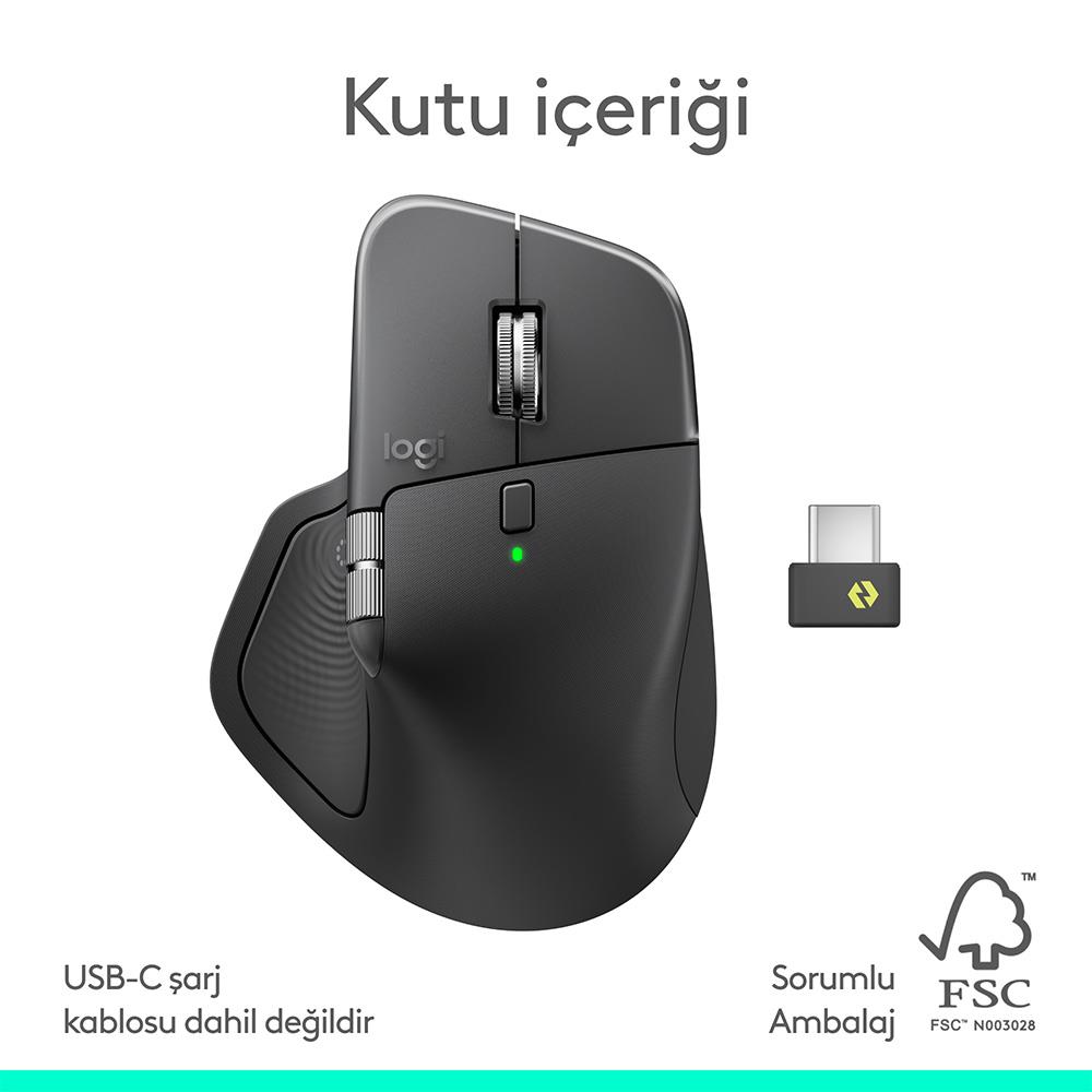 LOGITECH MX MASTER 4 8.000 DPI SILENT OPTİK KABLOSUZ MOUSE-SİYAH