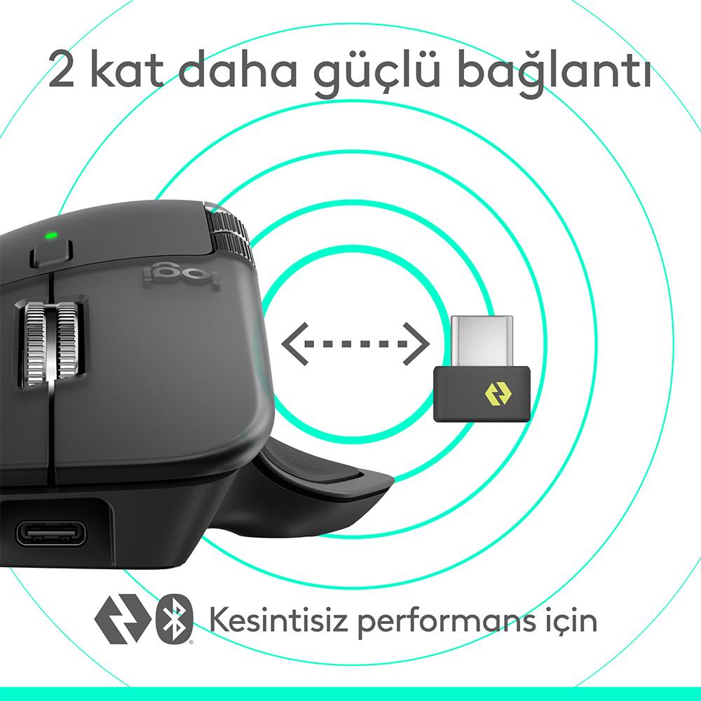 LOGITECH MX MASTER 4 8.000 DPI SILENT OPTİK KABLOSUZ MOUSE-SİYAH