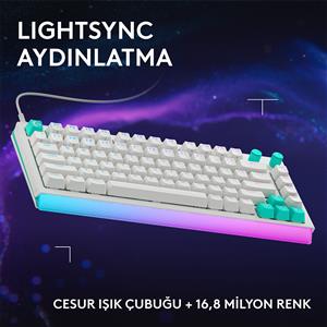 LOGITECH G512 X 75 LIGHTSYNC US TACTILE KABLOLU MEKANİK GAMING KLAVYE-BEYAZ