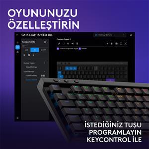 LOGITECH G515 LIGHTSPEED TKL TÜRKÇE KABLOSUZ OYUNCU KLAVYESİ-SİYAH