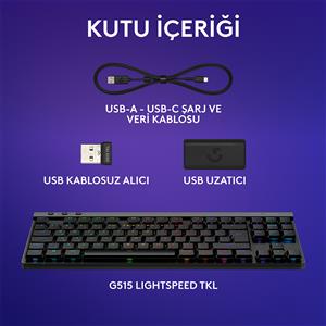 LOGITECH G515 LIGHTSPEED TKL TÜRKÇE KABLOSUZ OYUNCU KLAVYESİ-SİYAH