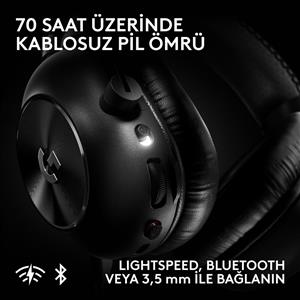 LOGITECH G PRO X3 LIGHTSPEED KABLOSUZ BLUETOOTH OYUNCU KULAKLIĞI - SİYAH