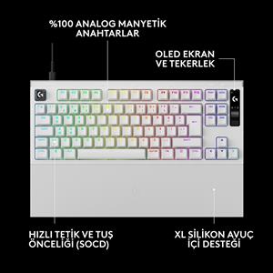 LOGITECH G PRO X2 RAPID TKL KABLOLU OYUNCU KLAVYESİ (ANALOG - US LAYOUT) - BEYAZ