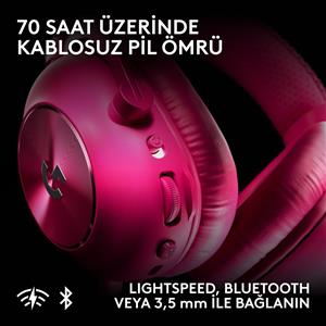 LOGITECH G PRO X3 LIGHTSPEED KABLOSUZ BLUETOOTH OYUNCU KULAKLIGI - PEMBE