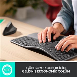LOGITECH K860 ERGONOMİK BİLEK DESTEKLİ KABLOSUZ Q KLAVYE